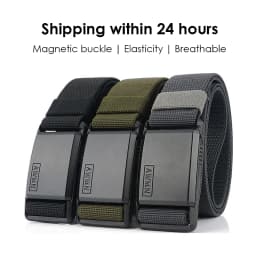 KOLBER Magnetic Elastic Belt for Men Quick Release Silver Buckle Casual belt Male Adjustable Stretch Waistband Hiking Girdle