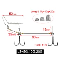 Spinpoler Multi-Depth Pike Stinger Rigs Fishing Hook #6 #1/0 #2/0 With Sinker Weight 5g 7g 10g 15g 20g Systerm Kit For Swimbait