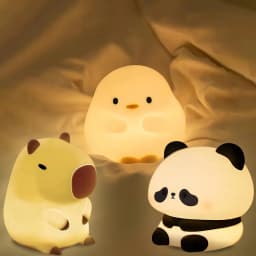 Cute Panda Capybara Silicone Night Light Rechargeable Adjustable Brightness with Timer Sleep Nightlights for Kids Room