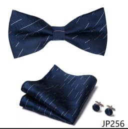 Great Quality Silver Office Butterfly Hanky Cufflink Set Bowtie For Men Geometric Hombre Formal Clothing