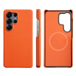 for Magsafe Case for Samsung Galaxy S26 S24 S25 Ultra Plus Natural Cowhide Leather Magnetic Protector Luxury Phone Back Cover