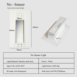 Embedded Frameless LED Step&Stair Wall Lamps 3W Motion Sensor Indoor Bedroom Ladder Foyer Corner Intelligent NightLight 100-240V