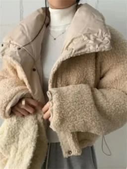 Korean Double-Sided Wear Lamb Fur Patchwork Down Cotton Jacket Women's Autumn Winter Fashion Short Big Lapel Student Bread Coat