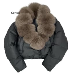 2025 New Women's Short Puffer Jacket Oversized Faux Fox Fur Collar Fashion Warm Stylish Winter Outerwear