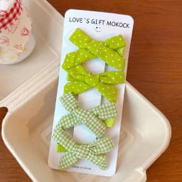 2026 4PCS/Set Kids Hair Clips Gingham Floral Bow Hair Barrettes No Hurt Hair Non Slip Soft Fabric Toddler Girls Accessories Gift