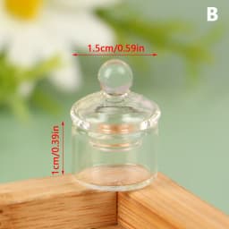 1Pc 1:12 Dollhouse Miniature Clear Glass Jar Candy Bean Storage Bottle Tiny Jar With Cover DollHouse Kitchen Decor Accessories