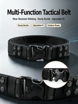 Adjustable Military Tactical Belt for Men, Wear Resistant Nylon Webbing Belt with Double Lock Safety Buckle, Outdoor Camping Hun