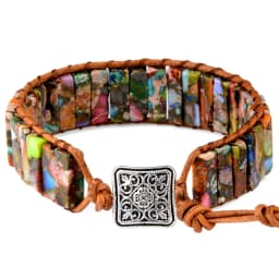 High Quality Multicolor Bracelet Natural Stone Gem Leather Tibetan Gypsy Adjustable Bead Wrap Bracelet Jewelry Collection