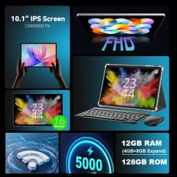 KOOMDIGI W30PRO 10.1 Inch Android 16 Tablet 12GB RAM (4GB+8GB Expand) 128GB ROM 1280×800 IPS 5MP+13MP Dual Camera 5000mAh Tablet PC