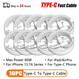 66W Type C PD 30W USB Cable For Apple iPhone 16 15 14 13 11 Pro Max 12 Mini 7 8 Plus XS R Fast Charging USB C Cable Charge Wire