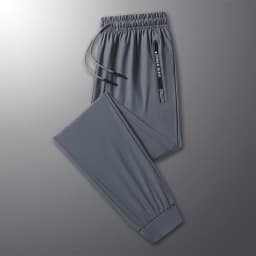 Summer New High Quality Ice Silk Pants For Men's Feet Tie Sports Elastic Quick Drying Sweat-absorbing Straight Leg Pants 2PCS