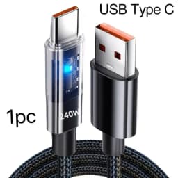 240W Nylon USB Type C Super Fast Charging Cable For Samsung Xiaomi Huawei Honor LED Digital Display USB C Charger Data Cord