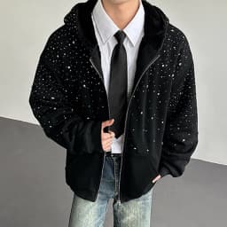 IEFB Niche Design Men's Sweaters Hooded Diamonds Patchwork Faux Fur Patchwork Zipper Solod Color Loose Male Hoodies Chic 9X1784