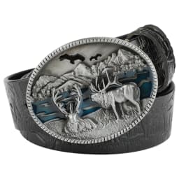 Men's Belt Embossed Deer Genuine Leather