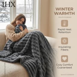 IHX Solid Color Imitation Rabbit Plush Milk Plush Thickened Thermal Leisure Home Blanket Office Nap Blanket, Custom Blanket Size