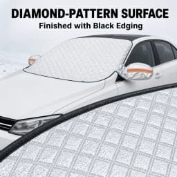 Car Windshield Cover for Snow and Ice with Side Mirror Covers, Silver Winter Frost Protector, 57.09 X 43.31 Inches, Front Windshield Coverage for Outdoor Parking at Home, at Work or in Driveways