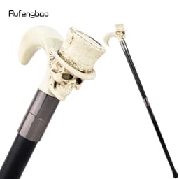 White Love Hat Skull Head Long Handle Walking Cane Fashion Cane Decorative Cane Halloween for Cosplay Parties Walking Stick 93cm