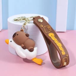 Capybara Keychain PVC Soft Key Accessories Cute Party Gifts for Christmas for Boys and Girls Key Buckles Metal