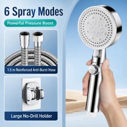 High Pressure Shower Head Handheld Large Panel Rainfall Showerhead with One-Key Stop Water Saving for Bathroom Accessories