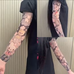 A Pair Hello Kitty Ultra-Thin Seamless Ice Sleeve Tattoo Design SunscreenUV ProtectionCuff Unisex Material Resistant Accessories