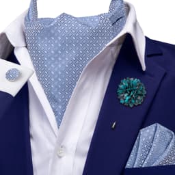 Hi-Tie 4pcs Mens Paisley Ascot With Brooch Black Blue Gold Beige Cravat Tie Hanky Cufflinks for Wedding Business Prom Gift