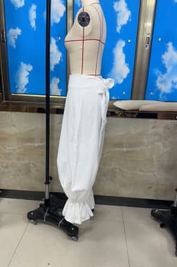 Women Casual Lantern Pants Loose Solid Color Tie-up Bow Back Long Bloomers for Daily Party