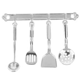 1:12 Dollhouse Miniatures Mini Kitchen Tableware Wooden Knife And Fork Metal Pot Set Doll House Toys Decor Accessories