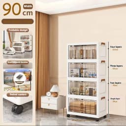 Heavy Duty Foldable Storage Cabinet with Wheels – Multi-layer Baby Wardrobe & Toy Organizer for Bedroom, Space-Saving for Kids
