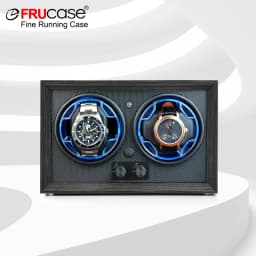FRUCASE Wooden Watch Winder for Automatic Watches 2 Rolex Box Jewelry Display Collector Storage with Light
