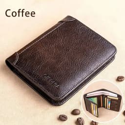 1Pcs Durable PU Leather Men Wallet Vintage RFID Blocking Trifold Wallet Multi-functional Thin ID Credit Card Holder