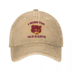 I Miss The Old Kanye West Baseball Cap College Dropout Bear Distressed Washed Hats Cap Outdoor Running Golf Gift Snapback Cap