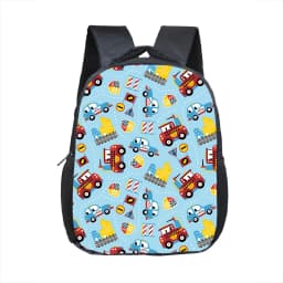 Cartoon Police Car Fire Engine Excavator Print Backpack Children Truck Kindergarten Bags Toddler Diaper Book Bag Schoolbags