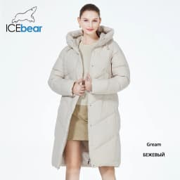 ICEbear 2023 winter quilted coat new long womens cotton jacket warm casual hooded parka GWD3716I