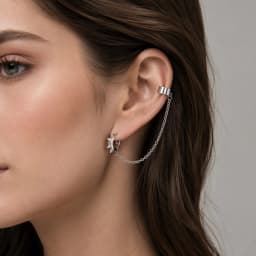 1pc Clip Earrings with Chain Stainless Steel for Women Men Punk Tassel Hoop Ear Cuffs Painless Non Piercing Fake Earring Jewelry