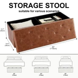 Tufted Faux Leather Storage Bench Folding Footrest Ottoman with 400lbs Weight Capacity, Large Blanket Toy Storage Organizer Chest for Bedroom