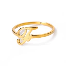Initial Letter Rings For Women Gold Color Stainless Steel A-Z Letter Adjustable Ring Aesthetic Wedding Christmas Jewelry Gift