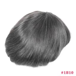 0.08-0.10MM Full Skin PU Toupee For Men V Loop Human Hair Men's Wigs #1B Men Capillary Prosthesis Hair Unit Replacement