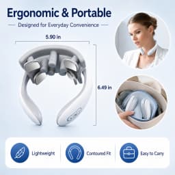 Smart Neck Massager for Adults, 5 Massage Modes, Ergonomic Portable Neck Device for Office, Home & Travel Relaxation