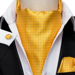 Men's Ascots Fashion Luxury Solid Plaid Check Dot Cravat Set with Cufflinks and Handkerchiefs for Daily Casual Outing