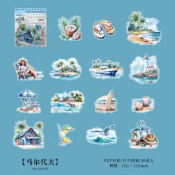 30pcs/pack PET Clear Sticker Bag Travel Around World London Paris Swiss Thai Maldives Landscape Journaling Scrapbook Collages