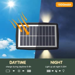 Solar RGB Wall Washer Sconce Light Outdoor IP65 Waterproof LED Up Down Solar Powered Lighting for Patio Courtyard