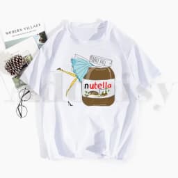 Cute Bread and Nutella Kawaii Aesthetic T Shirts Tops Tees Men Women Short Sleeve Casual T Shirt Streetwear Funny