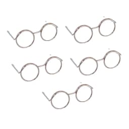 5PCS Black Frame Miniature Doll Eyewear Miniature Metal Metal Round Doll Glasses Toys Decoration Round Frame Doll Mini Glasses