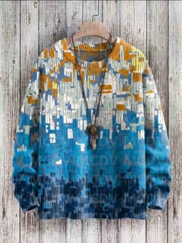 Vintage Geometry Art Print Casual Knit Pullover Sweater Women For Men Sweater