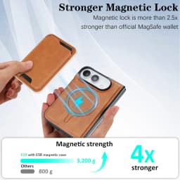 2 in 1 Detachable Card Holder Magnetic Leather Case for iPhone Ultra 18 Fold Shockproof for Magsafe Comfortable Grip Slim Cover