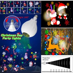 Christmas Projector Lamp 16 Patterns, Christmas Decorative Lighting E27 Lamp Holder for Christmas Holiday Party Carnival Wedding