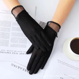 Summer Women Sexy Lace Thin Sunscreen Touch Screen Gloves Soft Ice Silk Skid Driving Anti-UV Elegant Female Outdoor Gloves