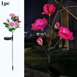 1PC Solar 5-Head Rose Flower LED Light,Outdoor Plug-in Decoration Lights,Landscape Lightting For Garden Lawn Yard Path Graveyard