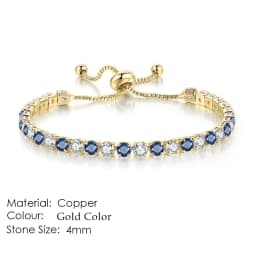 Chic 4mm Round Colorful Crystal Tennis Bracelets Silver Color Adjustable Folding Buckle Chain Bracelet on Hand Fashion Jewelry