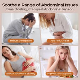 Electric Abdominal Massager with Heat, Rechargeable and Wireless Stomach Belly Tummy Massage Machine, Auto Shut-off, Constipation Indigestion, Relaxation, Adjustable Strap, Multiple-use for Waist Abdomen Back Neck Leg, Mum Gift